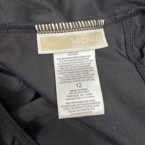 Michael Kors Black‎ One Piece Swimsuit Size 12 Gold Grommet Detail V Neck NWT - Picture 9 of 11